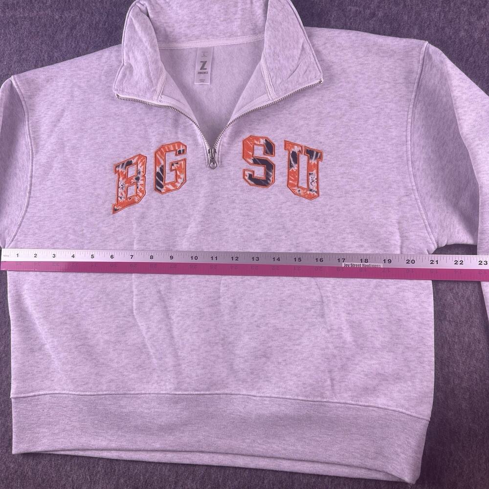 BGSU Ohio Women’s Large Cropped 1/4 Zip Gray Pullover Hoodie NWOT Embroidered - Picture 3 of 9
